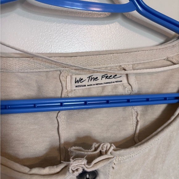 Free People We the Free Melodi Henley Cream Button-Up Long Sleeve Top - Picture 3 of 6